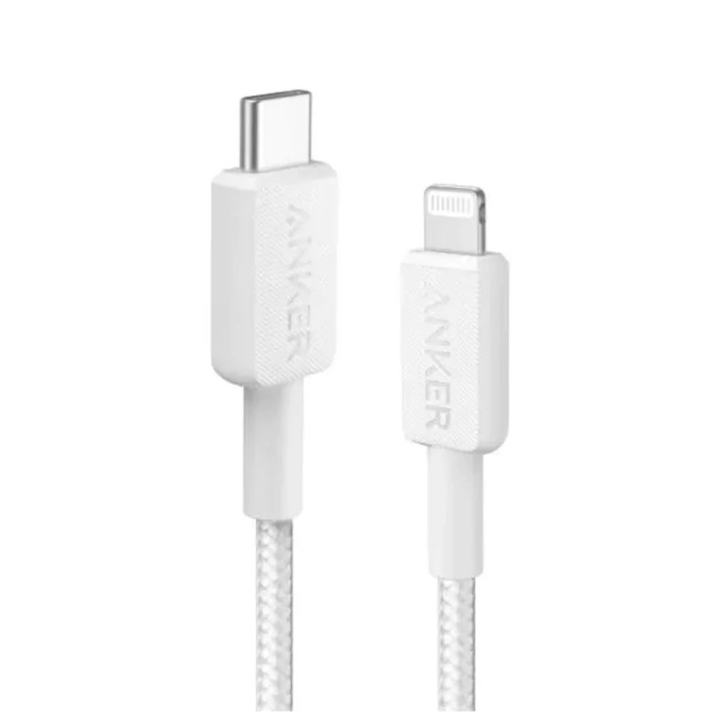 Anker Anker 322 USB-C to Lightning Cable 3ft Braided Cable - White - كابل